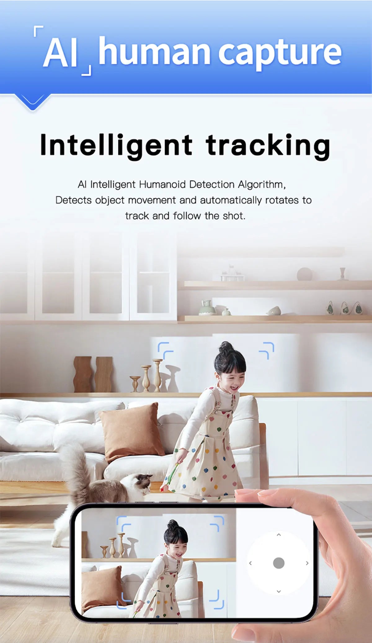 Caméra de Surveillance couleur Vision nocturne moniteur de sécurité automatique suivi humain Zoom intérieur Wifi Miini caméra IP