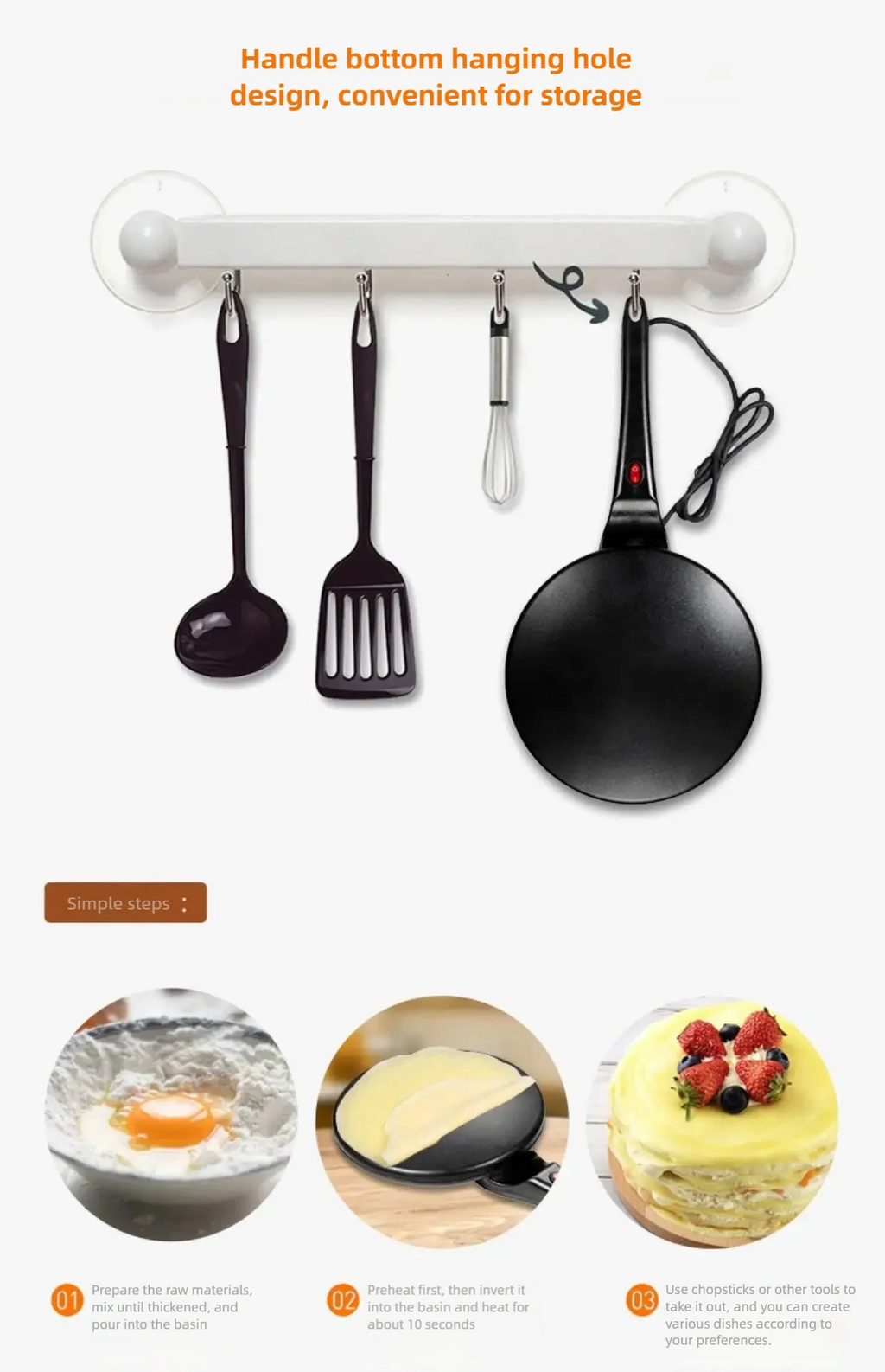 Crêpière électrique Machine à gâteaux petit déjeuner Pizza boulanger crêpes poêle antiadhésive poêle chinoise rouleau de printemps poêle de cuisson