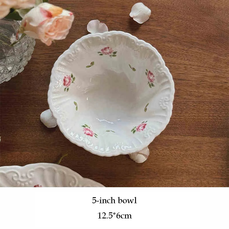 Ensemble d'assiettes en céramique vintage rose, tasse à café, beau, britannique, fournitures de cuisine, dessert, thé, cadeau