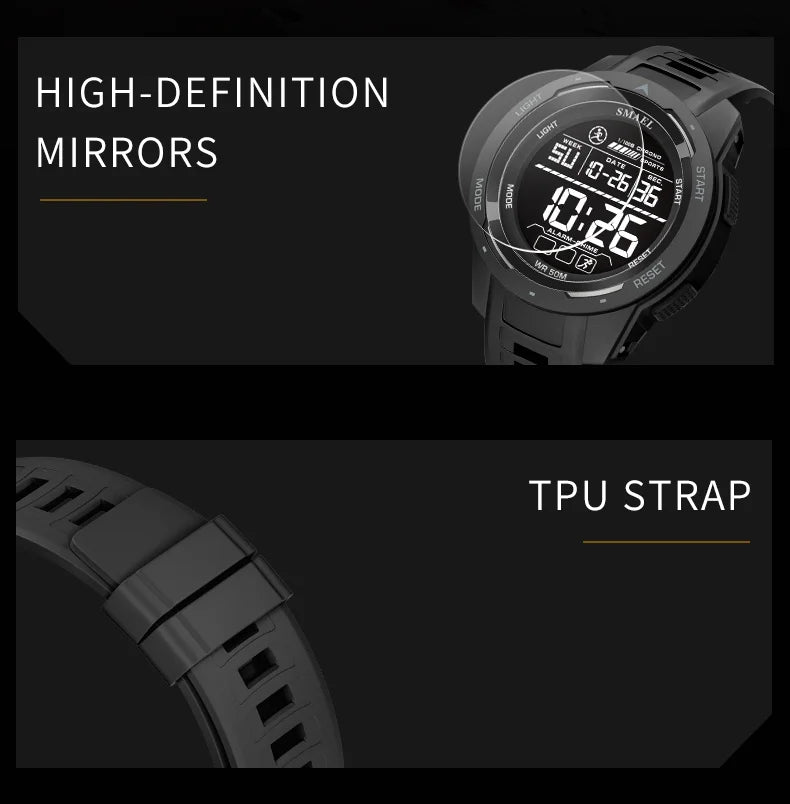 SMAEL-Montre-bracelet numérique étanche à LED pour homme, chronomètre lumineux, montres de sport, 50m, 8105