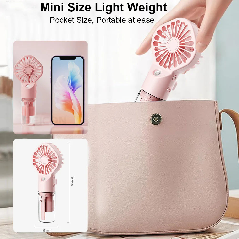 Ventilateur humidificateur Portable Mini ventilateur de brume portatif ventilateur portatif Rechargeable par USB avec humidificateur Mini ventilateur à main de jet d'eau