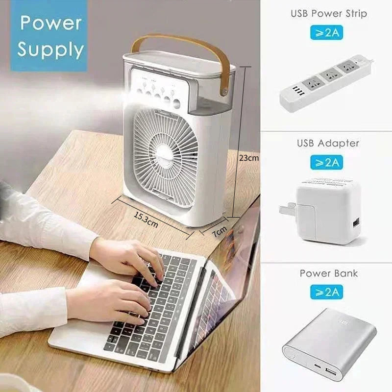 Nouveau 3 en 1 ventilateur climatiseur ménage Mini refroidisseur d'air LED veilleuse Portable humidificateur réglage de l'air ventilateur bureau maison ventilateur