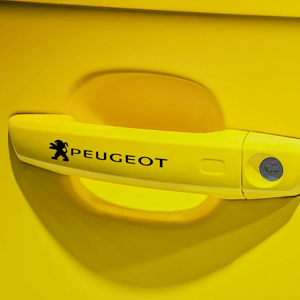 Autocollants réfléchissants en vinyle pour poignée de porte de voiture, 4 pièces, miroir d'essuie-glace, style pour Peugeot 208 2012 ~ 2018 308 2014 ~ 2021 2008