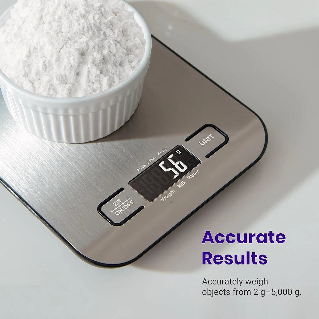 Balance de cuisine numérique, grammes et onces, pour la perte de poids, la pâtisserie, la cuisine, le régime cétogène et la préparation des repas, écran LCD, taille moyenne