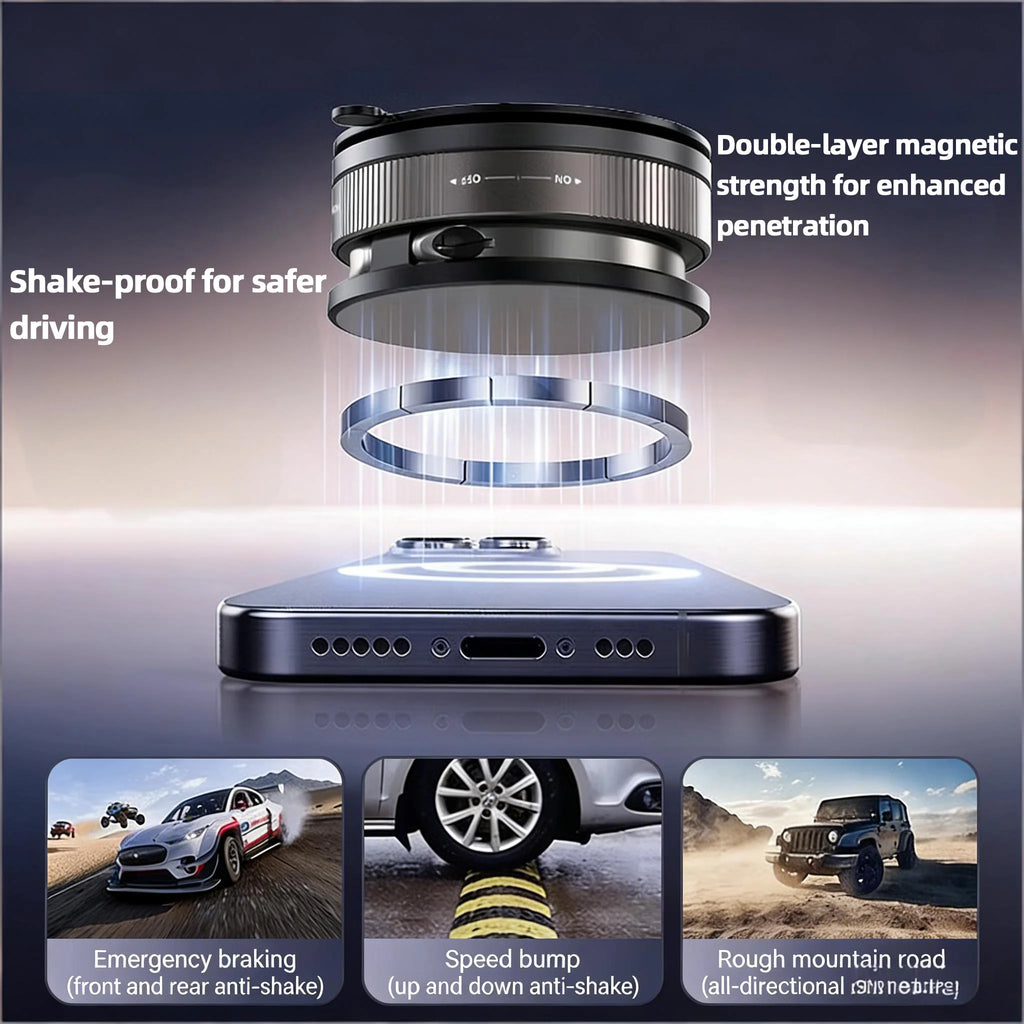 Support magnétique pour téléphone de voiture 360 °   Support magnétique rotatif, pliable et réglable pour voiture, support de téléphone à ventouse pour voiture/miroir
