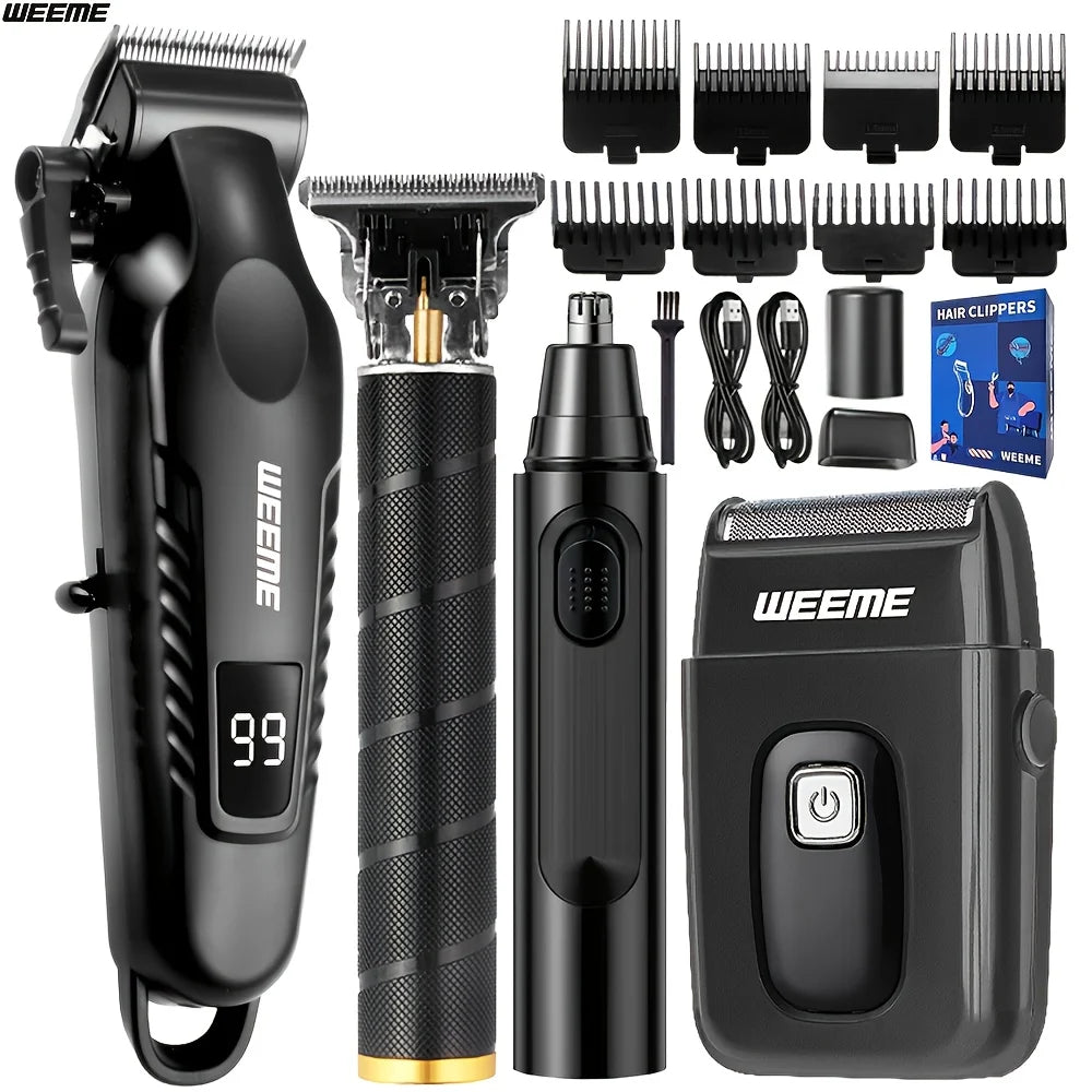 WEEME 4 en 1 hommes Kit de toilettage écran LCD USB Rechargeable