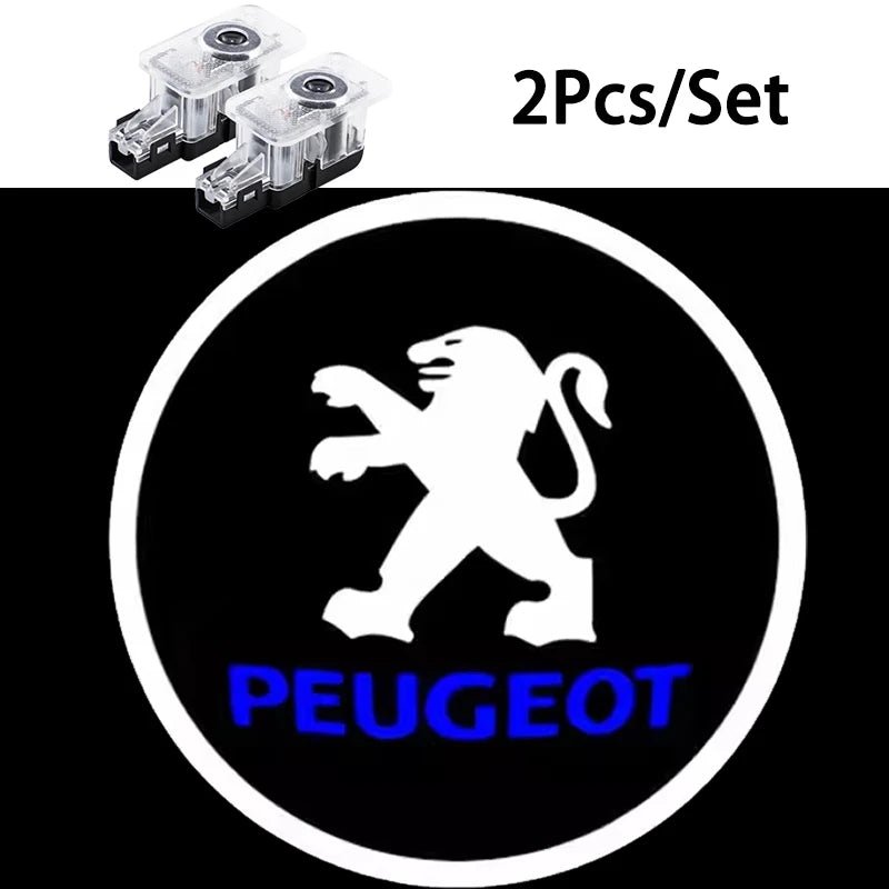 Projecteurs de bienvenue pour portières de voiture, 2 pièces, accessoires pour Peugeot 206 307 308 207 3008 208 407 508 2008 5008 301