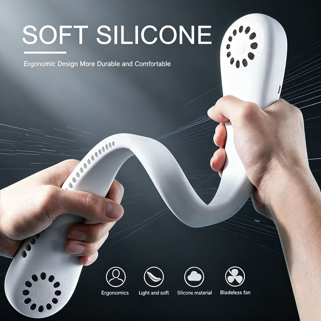 Ventilateur de cou mains libres, portable, rechargeable par USB, sans pales, silencieux, pour les voyages d'été, 3 vitesses, mini, longue autonomie
