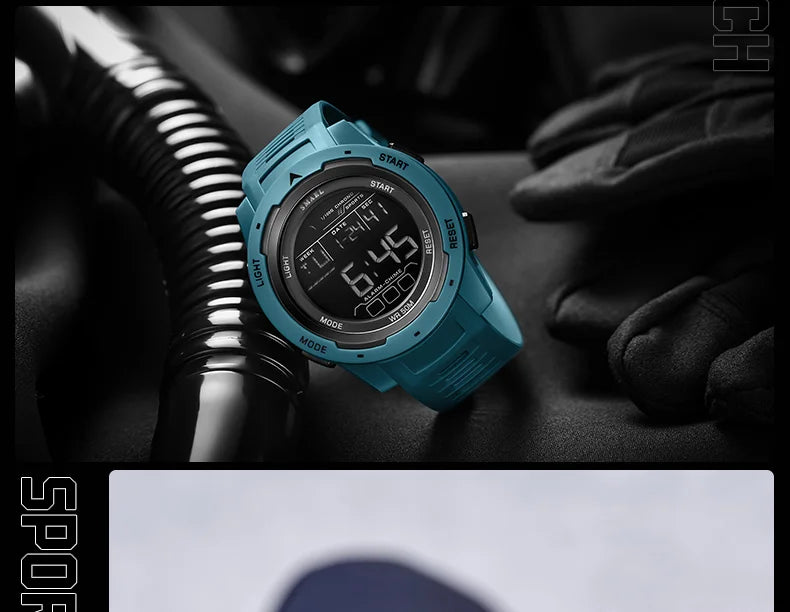 SMAEL-Montre-bracelet numérique étanche à LED pour homme, chronomètre lumineux, montres de sport, 50m, 8105