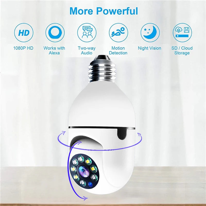Caméra IP WiFi 4G E27 ampoule caméra 3MP sans fil bébé moniteur AI suivi sécurité vidéo Surveillance caméra pour animaux de compagnie SmartLife intérieur