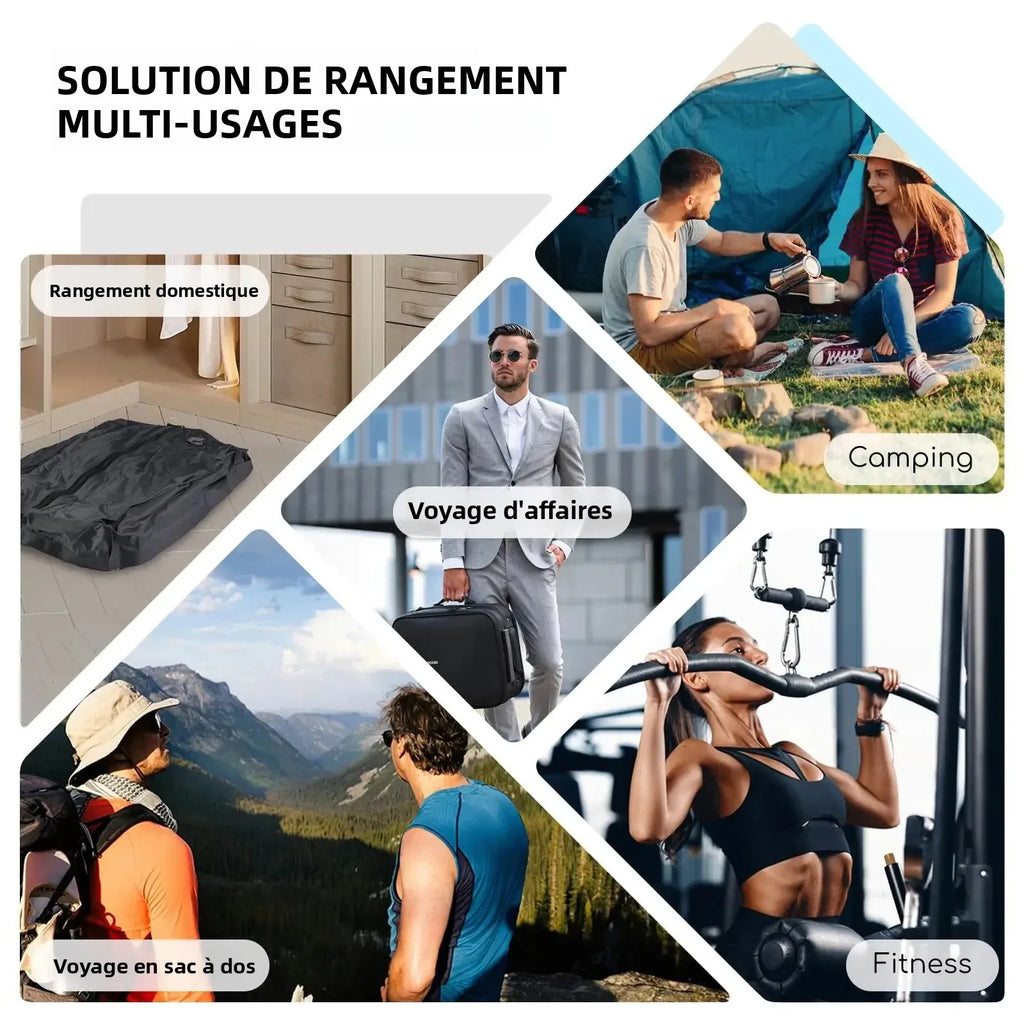 Sacs de rangement sous vide 28L pour le voyage, sacs de compression gain de place pour valise, sacs d'emballage essentiels pour vêtements et couvertures