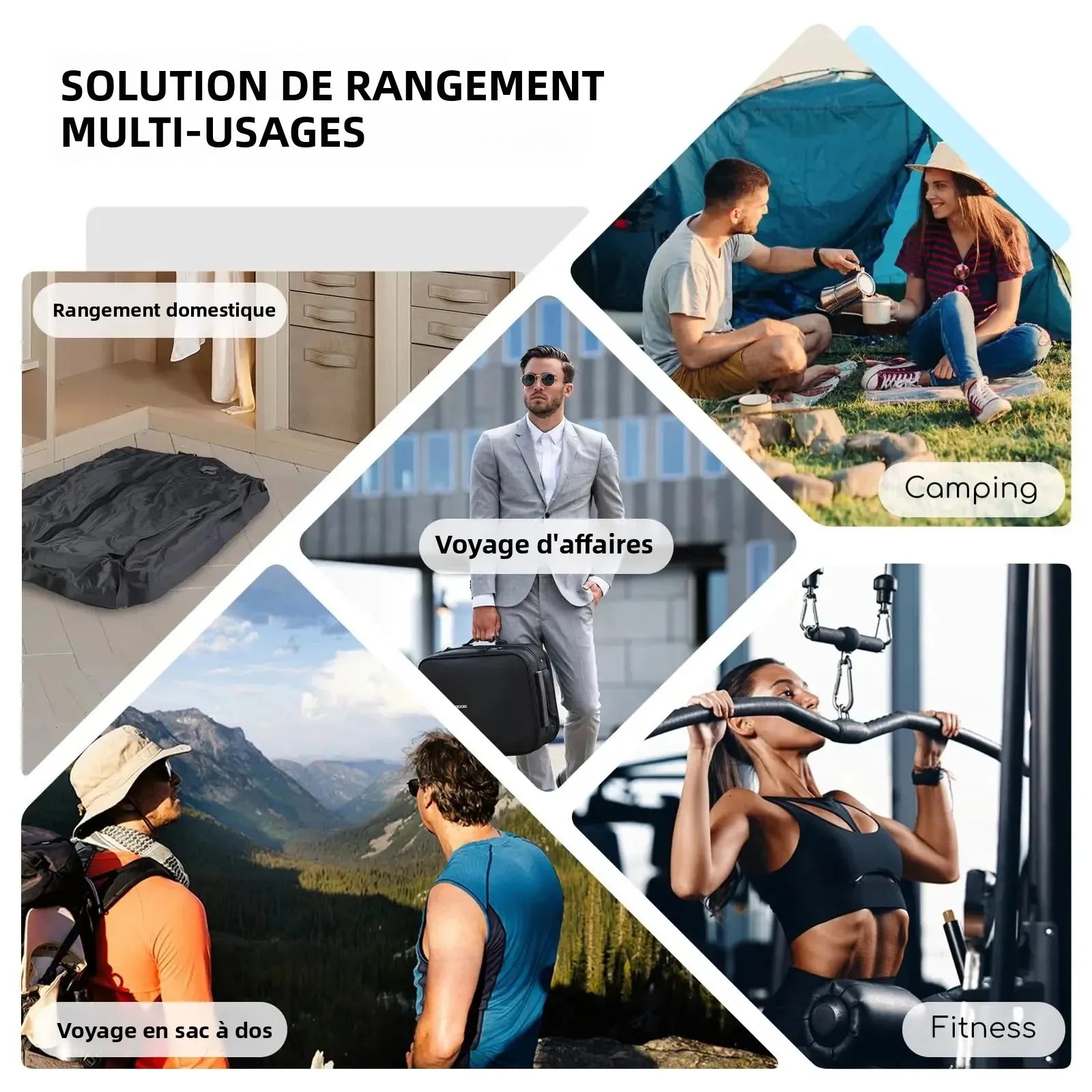 Sacs de rangement sous vide 28L pour le voyage, sacs de compression gain de place pour valise, sacs d'emballage essentiels pour vêtements et couvertures