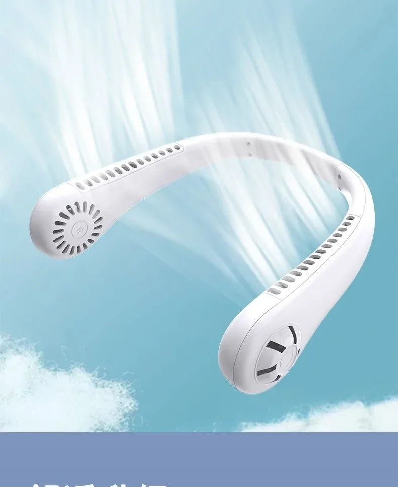 Ventilateur de cou mains libres, portable, rechargeable par USB, sans pales, silencieux, pour les voyages d'été, 3 vitesses, mini, longue autonomie