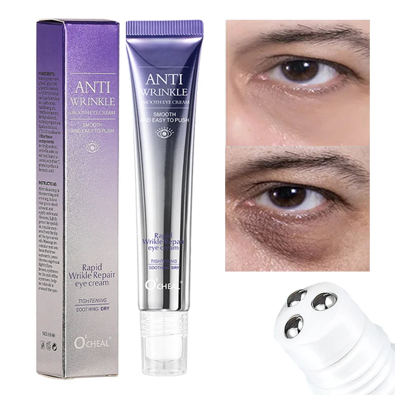 O'CHEAL Anti-rides Anti cernes crème pour les yeux rouleau masseur hydratant sacs pour les yeux Anti-âge acide hyaluronique soins de la peau des yeux