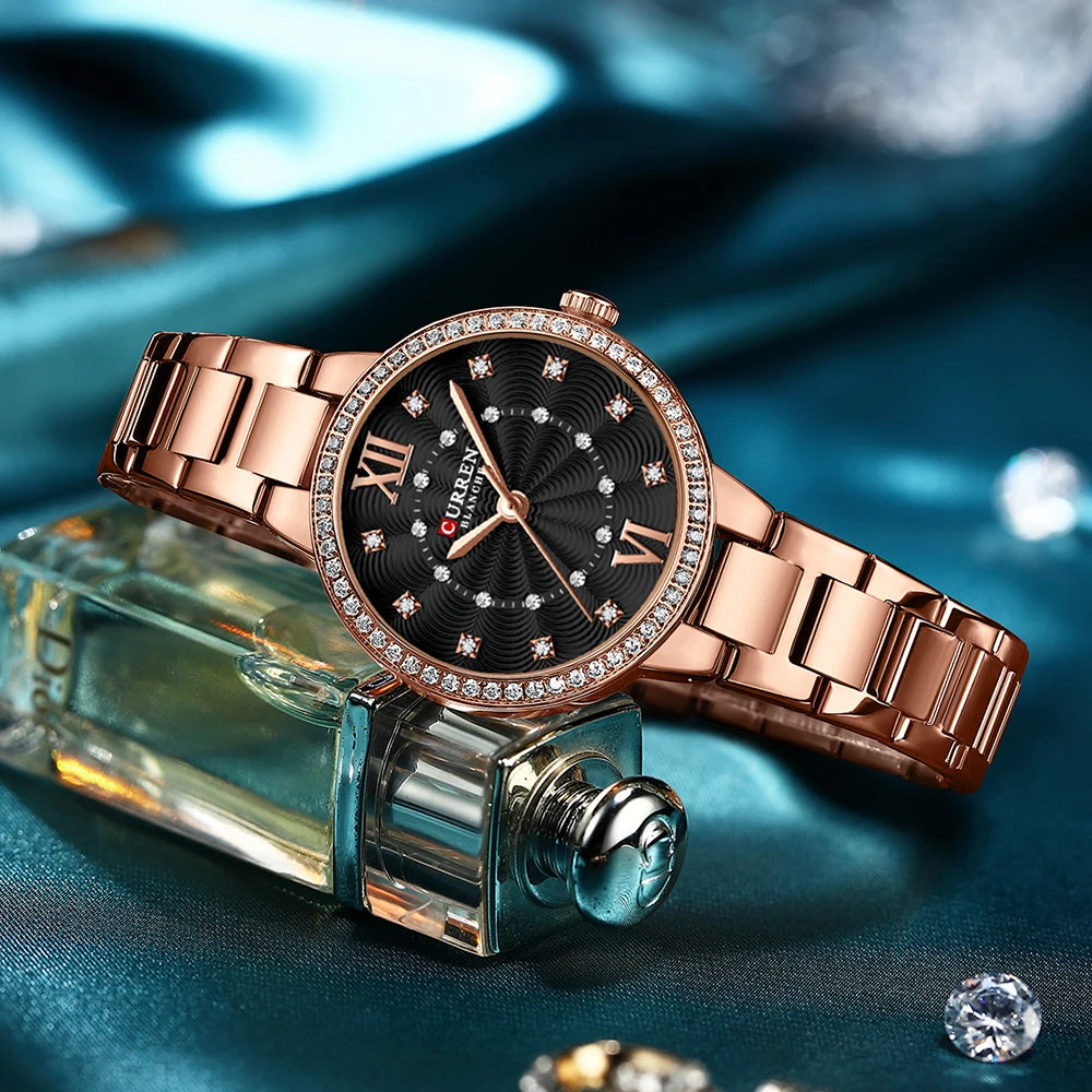 Istro REN-Montres-bracelets à quartz avec bracelet en acier inoxydable pour hommes et femmes, biscuits de luxe, cadran rose, montres à la mode, nouveau