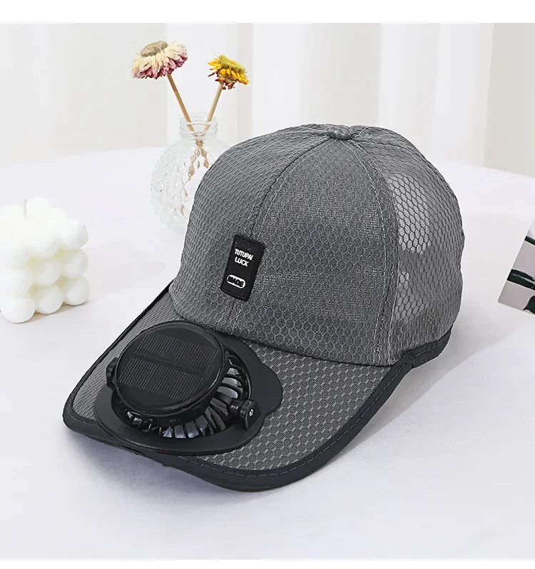 Casquette de baseball respirante avec ventilateur solaire rechargeable par USB, anti-UV, pour la randonnée, la pêche, les sports de plein air, cadeau pour la fête des pères