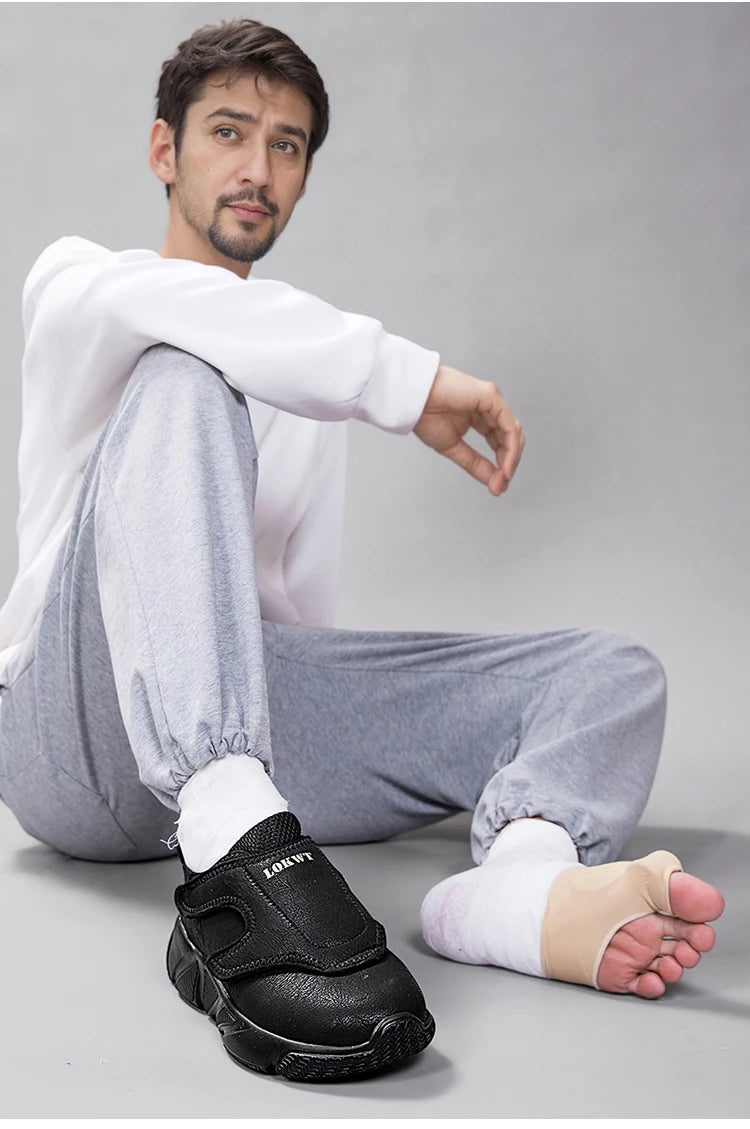 Chaussures pour personnes âgées diabétiques avec fermeture à crochet et boucle pour pieds larges, baskets orthopédiques légères pour œdèmes avec soutien de la voûte plantaire haute