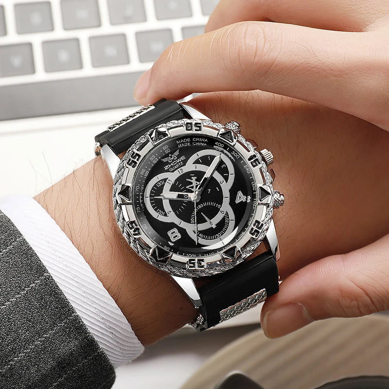 Montre-bracelet à quartz analogique pour homme, bracelet en silicone, montres de sport, mode