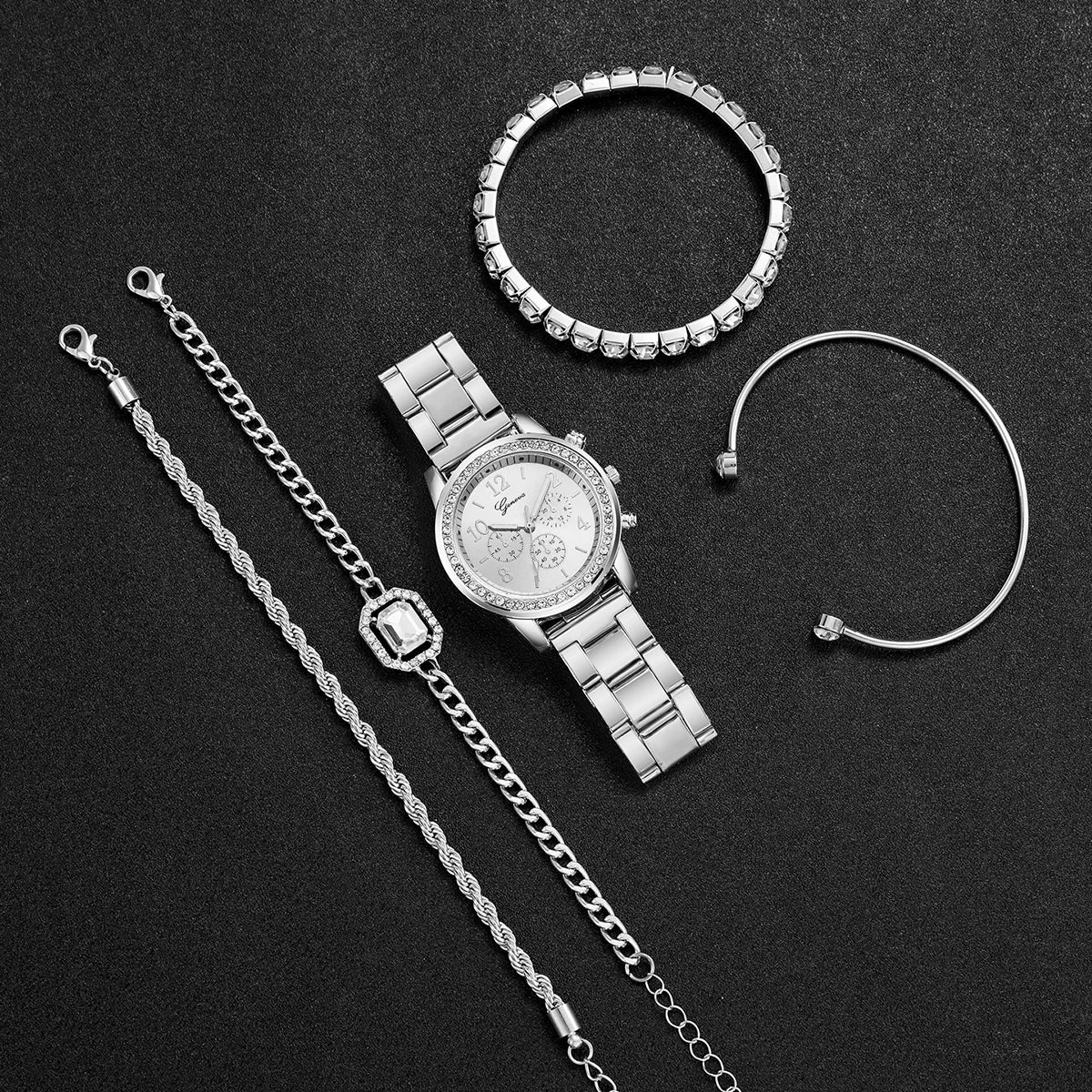 5 pièces de luxe diamant femmes montres Bracelet ensemble dames cadran arabe montres à Quartz Reloj Mujer (sans boîte)
