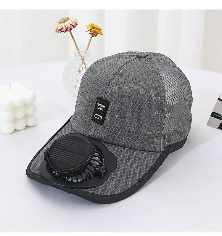 Casquette de baseball à énergie solaire - Chapeau d'été respirant en maille anti-UV pour hommes et femmes, idéal pour les activités de plein air
