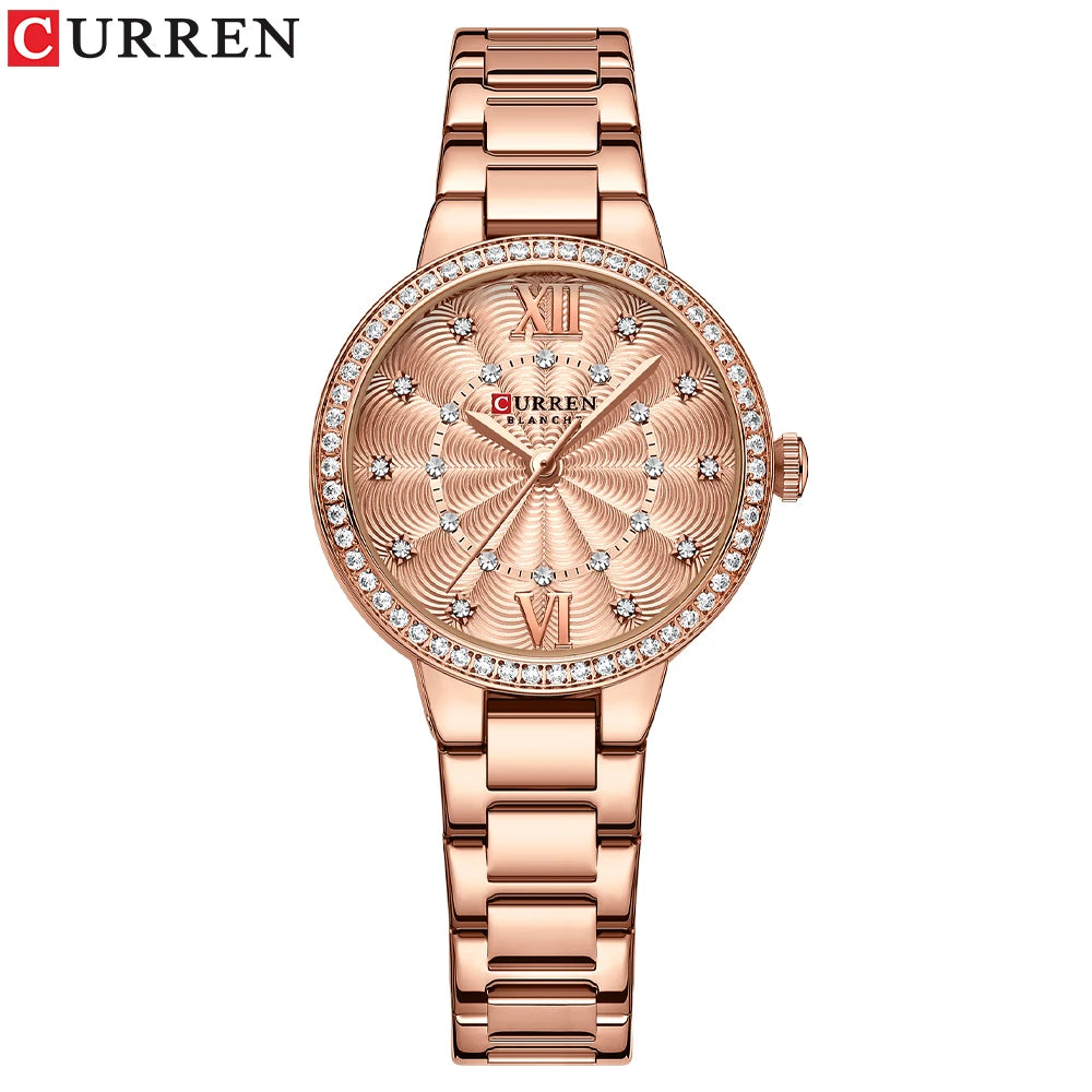 Istro REN-Montres-bracelets à quartz avec bracelet en acier inoxydable pour hommes et femmes, biscuits de luxe, cadran rose, montres à la mode, nouveau