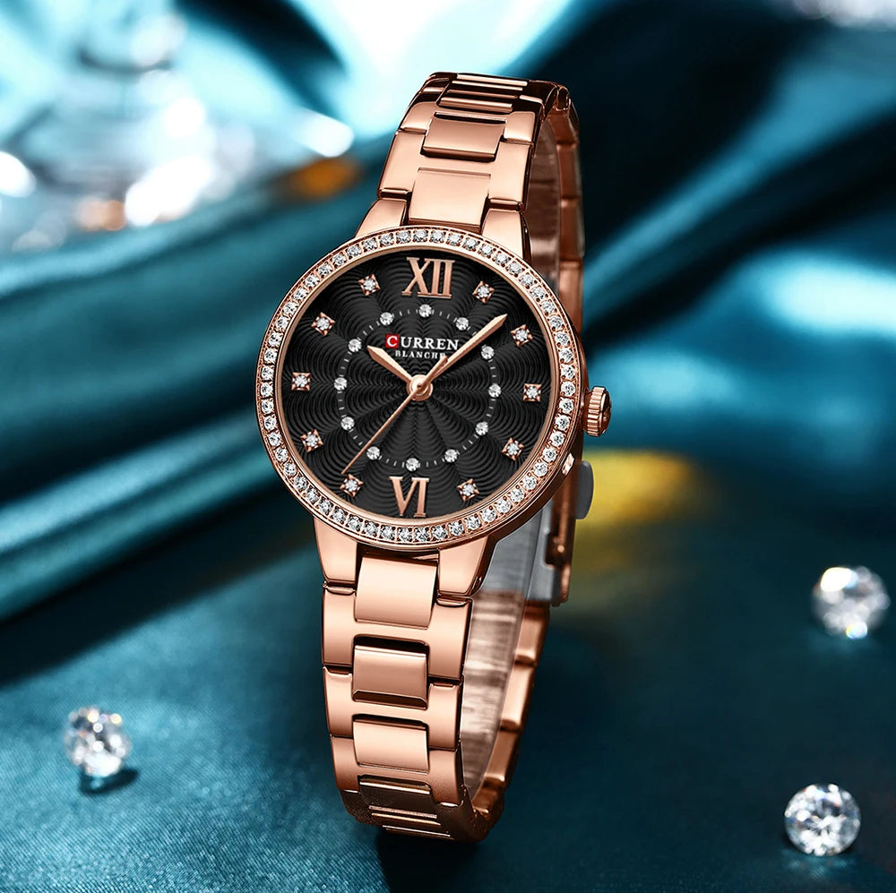 Istro REN-Montres-bracelets à quartz avec bracelet en acier inoxydable pour hommes et femmes, biscuits de luxe, cadran rose, montres à la mode, nouveau