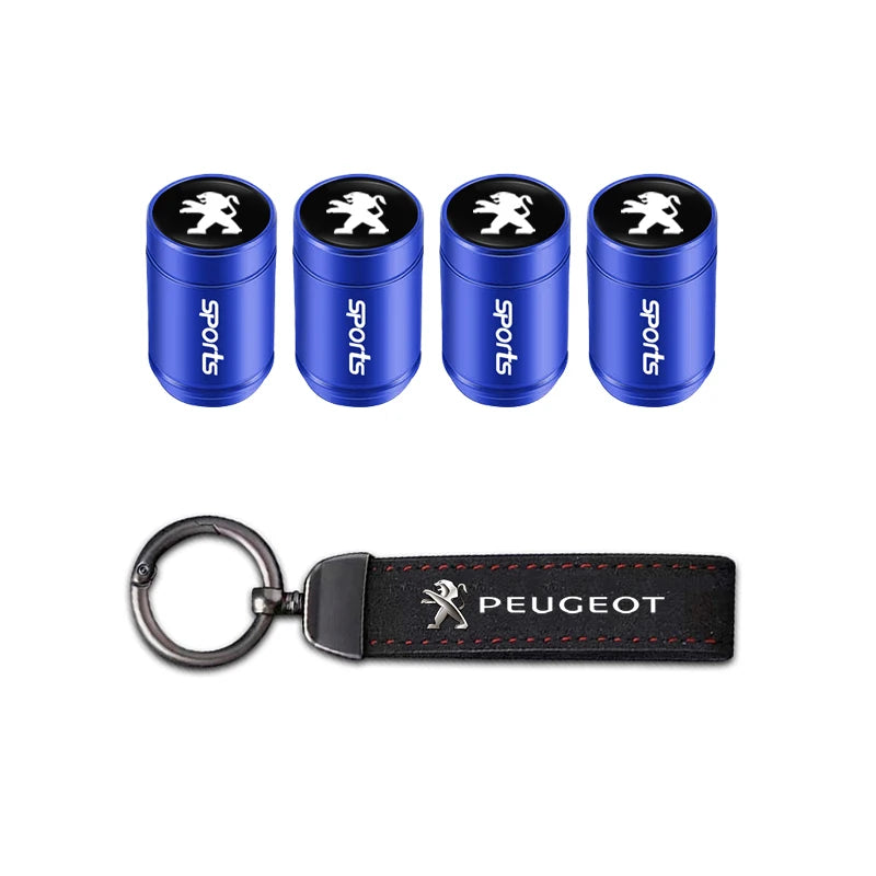 Cache-valve de pneu de voiture / Porte-clés de voiture avec badge pour Peugeot 2008 208 308 508 4008 408 3008 307 207 107 607 106 406 407