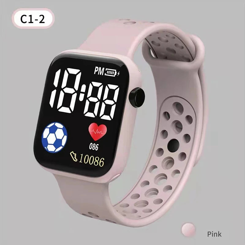 Nouvelle montre numérique LED pour enfants, garçons et filles, montres de sport de football, montre numérique en silicone, montre-bracelet électronique décontractée pour enfants