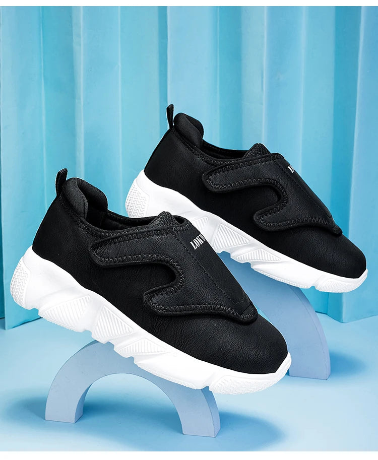 Chaussures pour personnes âgées diabétiques avec fermeture à crochet et boucle pour pieds larges, baskets orthopédiques légères pour œdèmes avec soutien de la voûte plantaire haute