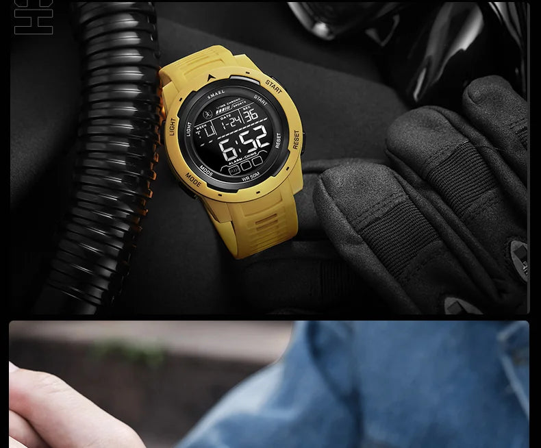 SMAEL-Montre-bracelet numérique étanche à LED pour homme, chronomètre lumineux, montres de sport, 50m, 8105