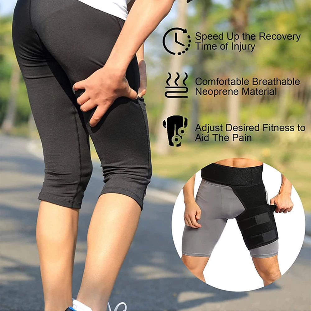 Manchon de compression de cuisse d'orthèse de hanche, enveloppe de compression de tendins de jets et d'aine pour le soulagement de la douleur de la hanche, support pour les remplacements de hanche, sciatique