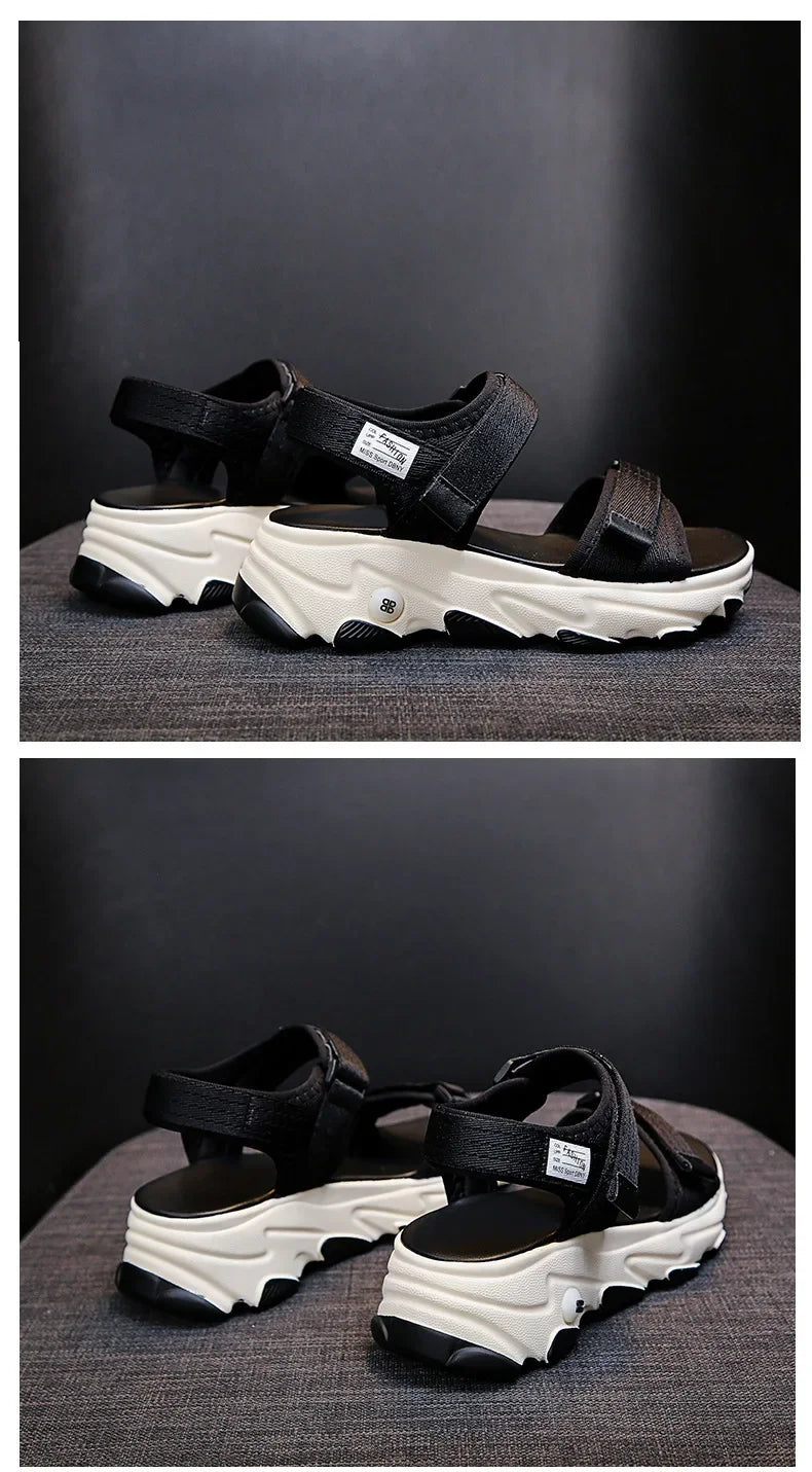 Sandales pour femmes, nouvelles chaussures d'été, style sport, mode décontractée, plateforme antidérapante, chaussures de plage antidérapantes, sandales