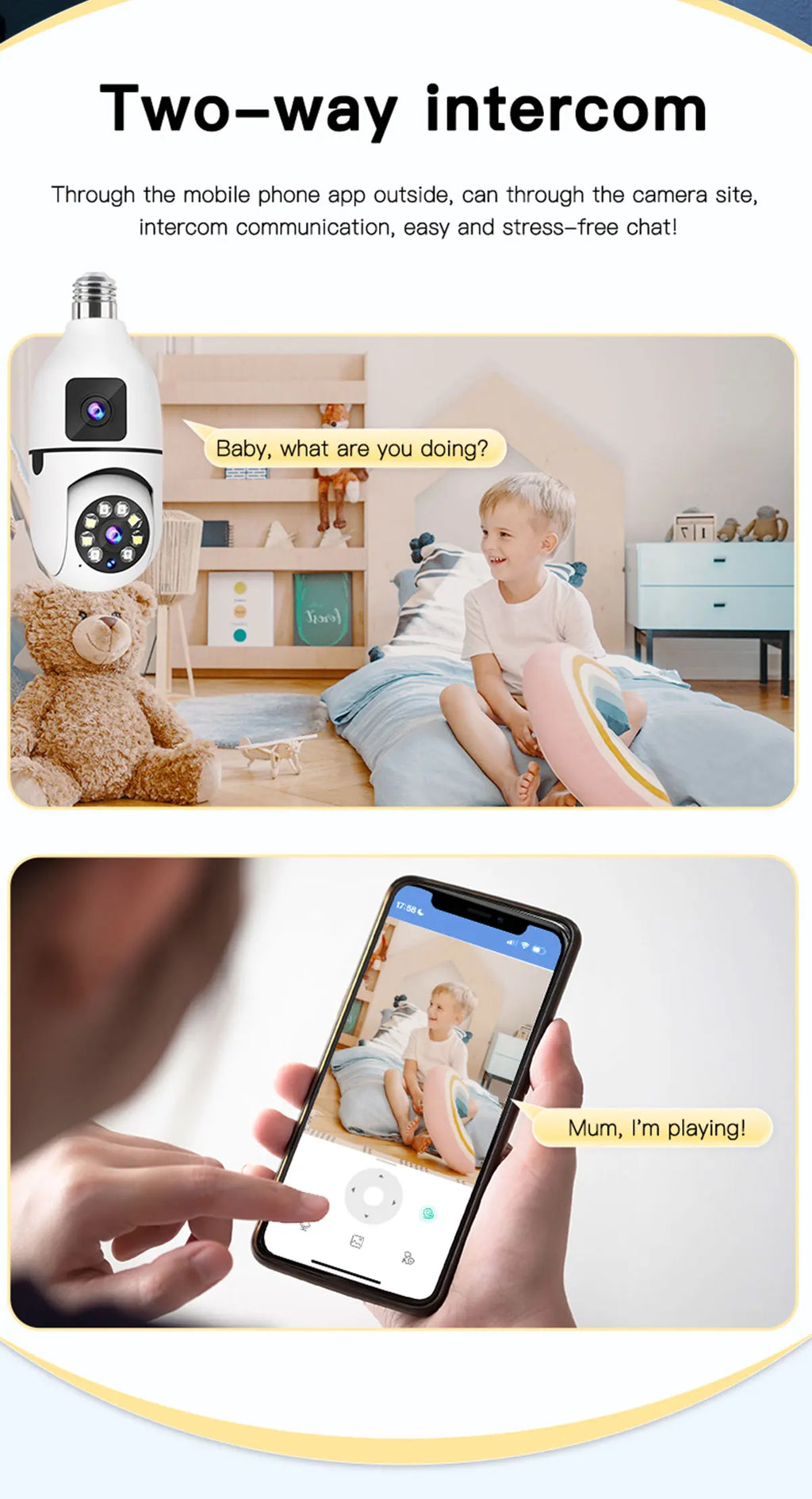 Caméra de Surveillance couleur Vision nocturne moniteur de sécurité automatique suivi humain Zoom intérieur Wifi Miini caméra IP