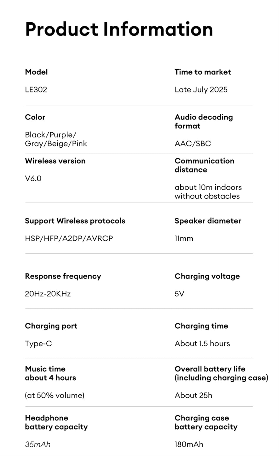 Casque sans fil Bluetooth 6.0 Lenovo LE302, longue durée de vie de la batterie, écouteurs sportifs à clip d'oreille, écouteurs stéréo HIFI à réduction de bruit