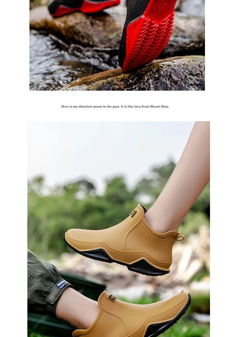 Chaussures de pluie tendance pour homme, imperméables, antidérapantes, en caoutchouc, pour l'extérieur, la cuisine et la pêche