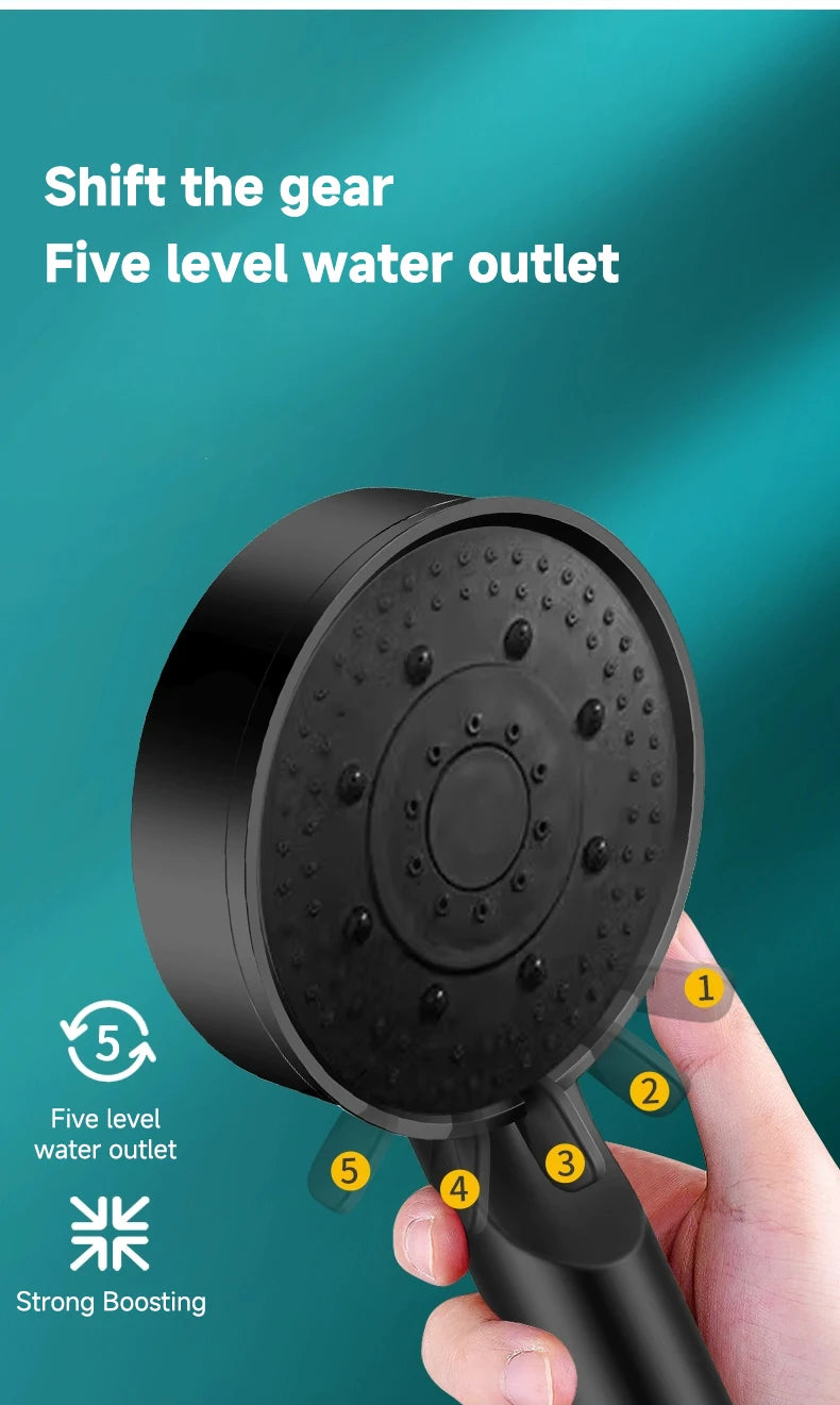 6 Modes Pression Boost Tête De Douche Multifonction Réglable Grande Douche D'eau Buse Massage Salle De Bains Accessoire