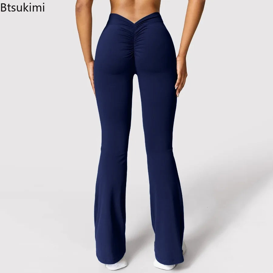 Nouveau Legging Évasé Femme Tendance, Pantalon de Yoga Taille Haute à Coupe V, Pantalon Large Décontracté pour Femme, Idéal Sport et Gym