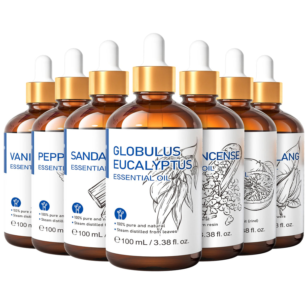 HIQILI Huile essentielle d'eucalyptus 100 ml, huile essentielle d'eucalyptus pour humidificateur et aromathérapie, 100 % naturelle, parfum d'ambiance pour la maison