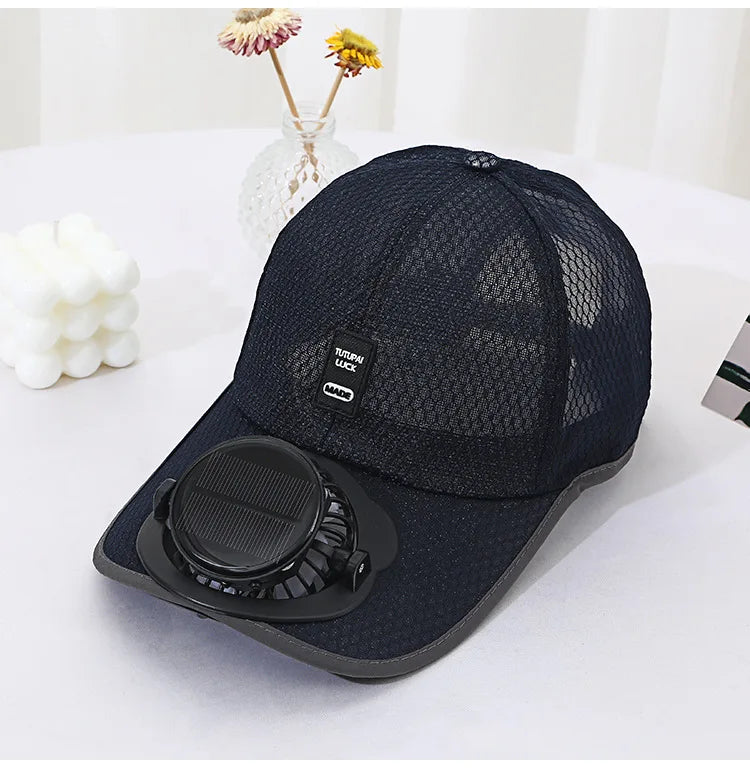 Casquette de baseball à énergie solaire - Chapeau d'été respirant en maille anti-UV pour hommes et femmes, idéal pour les activités de plein air