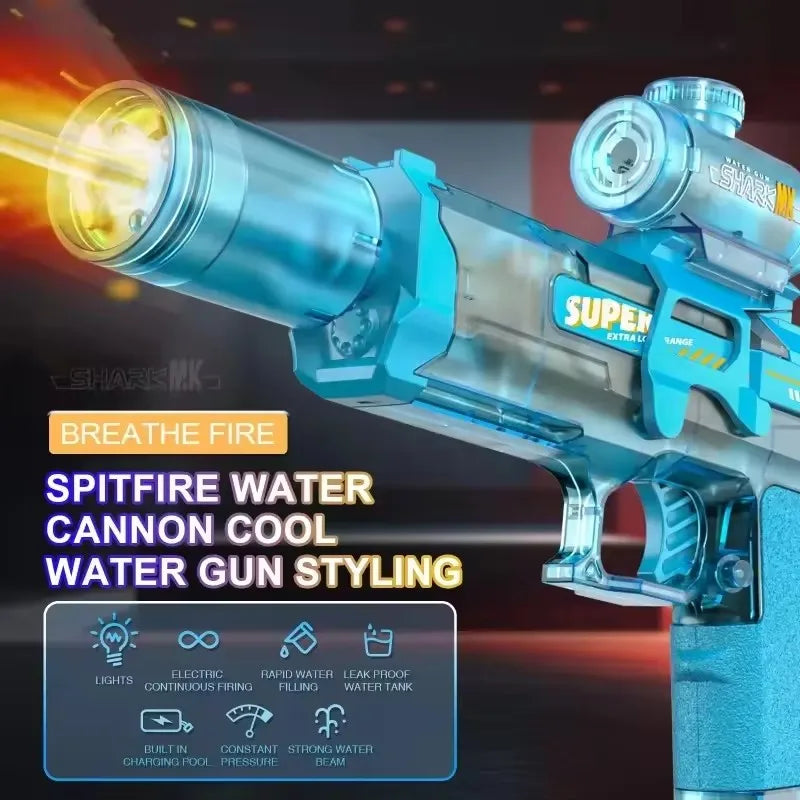 Pistolet à eau électrique LED pour enfants, simulation de souris de la neige, grande capacité, tir continu automatique