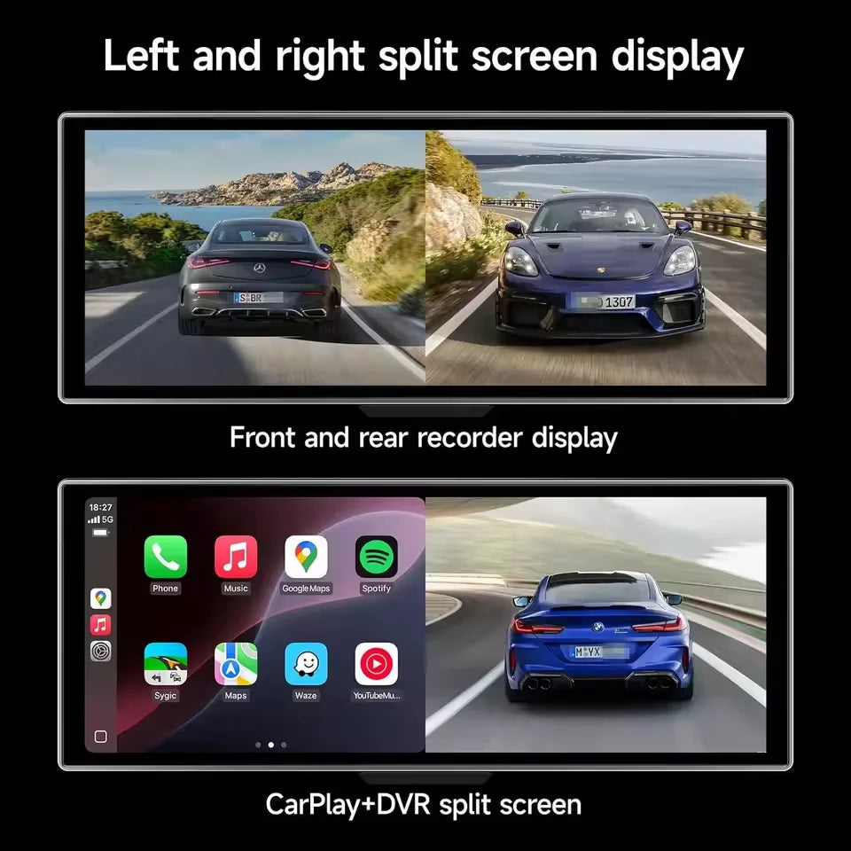 Srnubi 11.26 pouces 4K Dash Cam sans fil CarPlay et Android Auto Portable voiture DVR systèmes intelligents enregistreur vidéo GPS Navigation