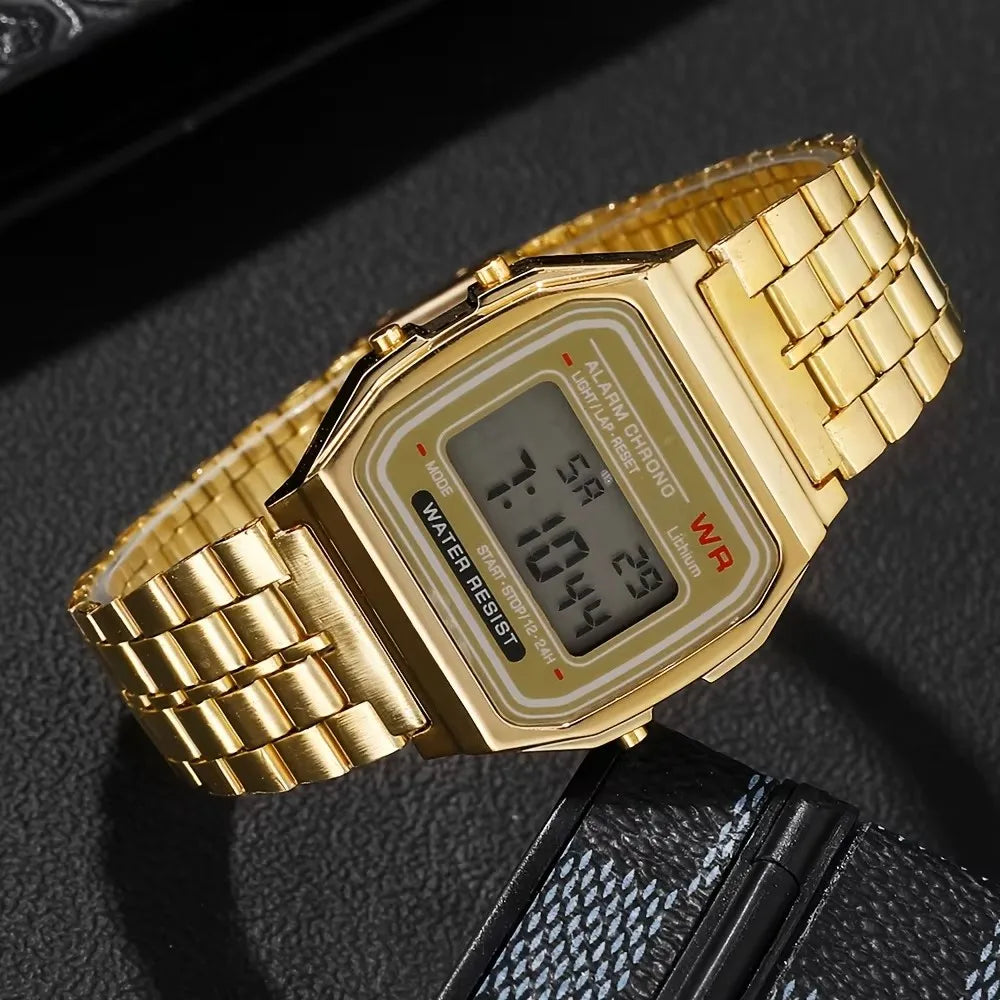 F91W bracelet en acier montres femmes montre hommes horloge d'affaires multifonction LED numérique sport montre-bracelet horloge électronique Electron wi