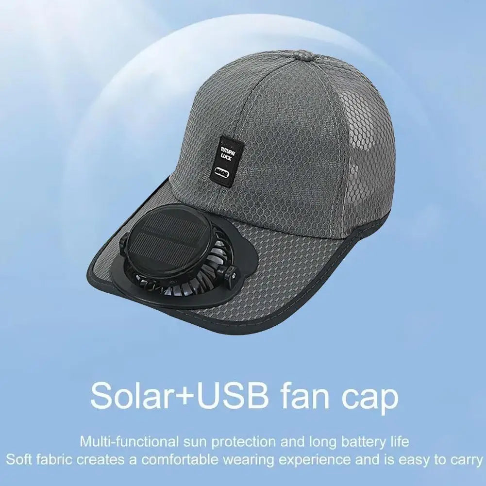Casquette de baseball solaire d'extérieur avec ventilateur intégré, rechargeable par USB, respirante, protection solaire estivale
