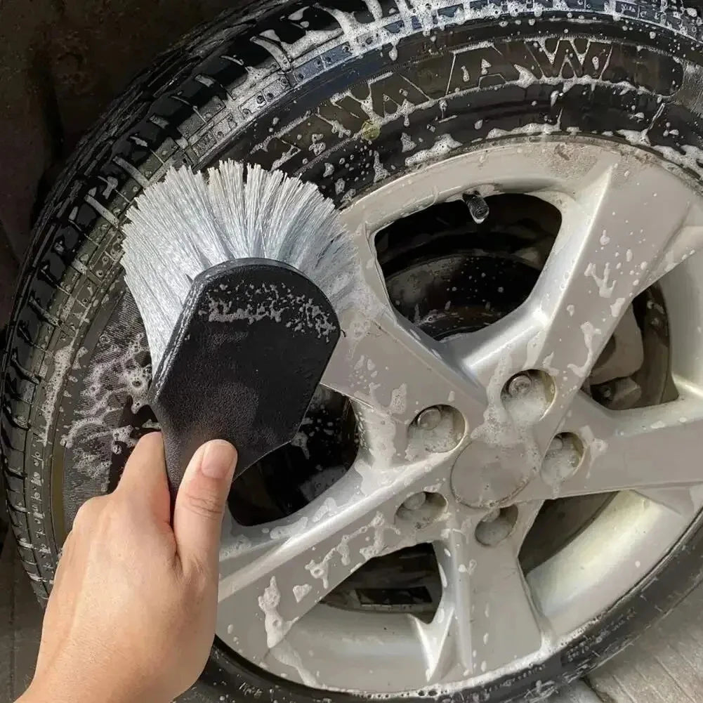 Brosse de nettoyage de roues de voiture, brosse de détail, poignée courte, brosse de lavage de jantes de pneus, nettoyage de véhicules, ensemble d'accessoires d'entretien pour l'automobile