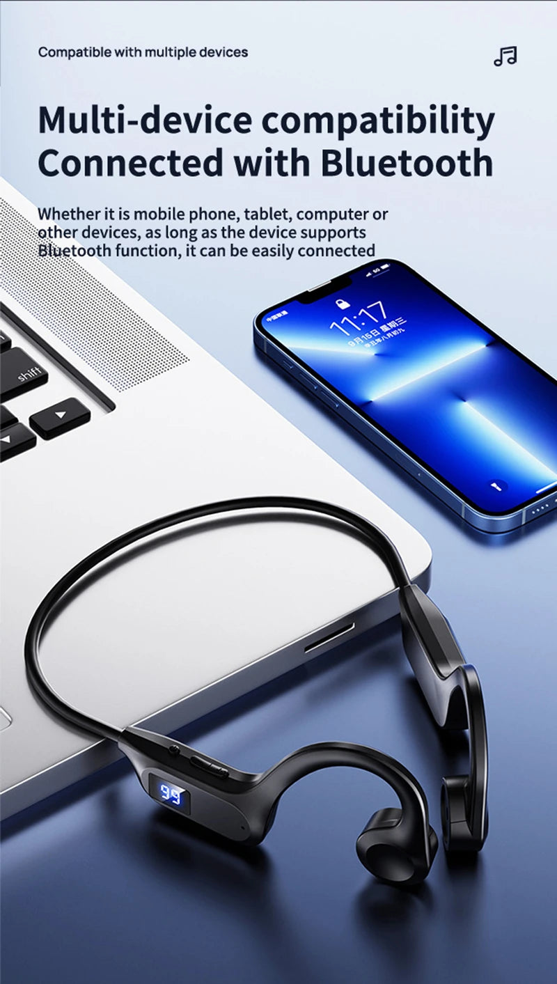 Écouteurs sans fil à Conduction osseuse, oreillettes de Sport, de natation, compatibles Bluetooth, mains libres, avec micro, pour la course à pied, X7