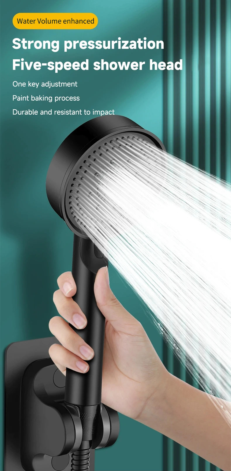 6 Modes Pression Boost Tête De Douche Multifonction Réglable Grande Douche D'eau Buse Massage Salle De Bains Accessoire