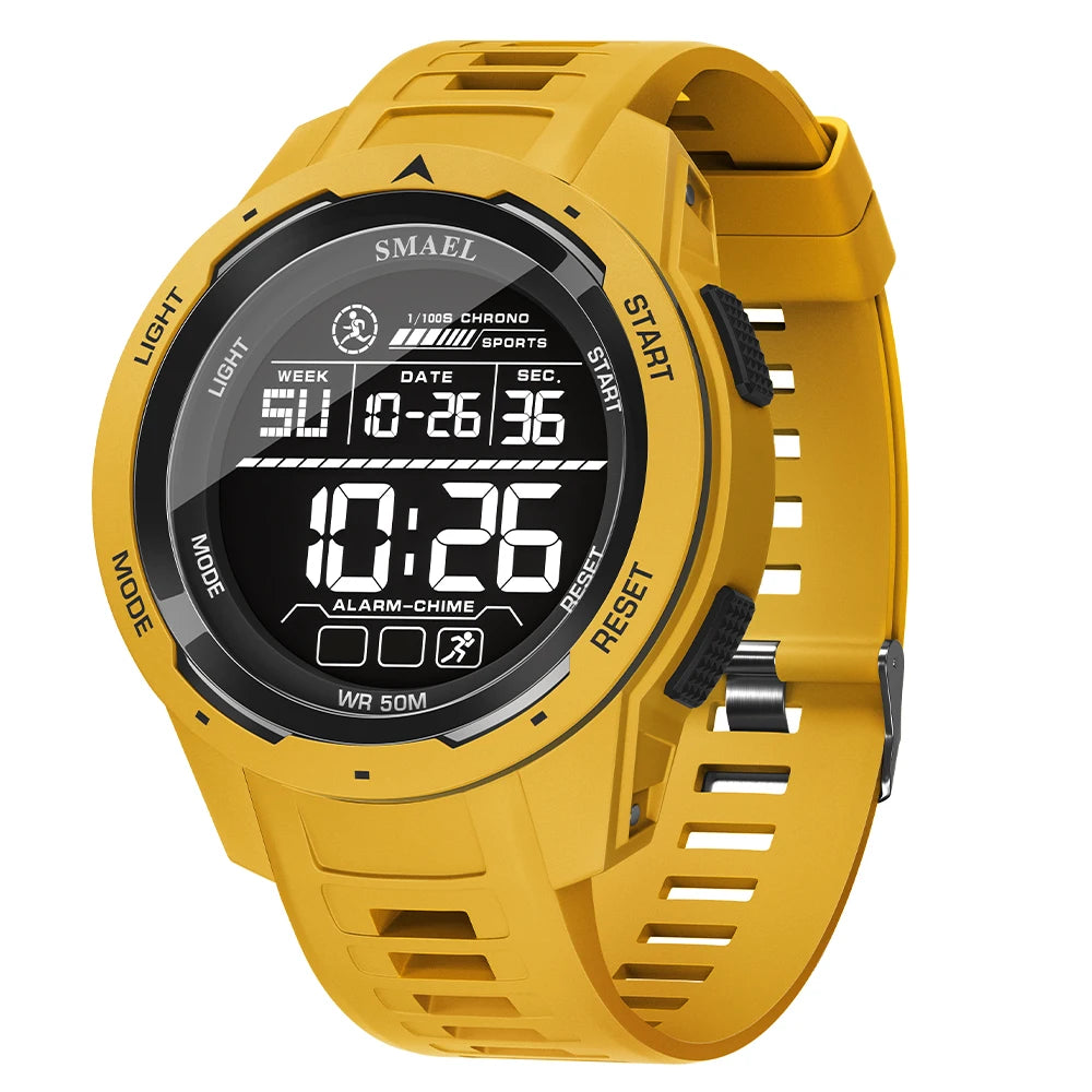 SMAEL-Montre-bracelet numérique étanche à LED pour homme, chronomètre lumineux, montres de sport, 50m, 8105