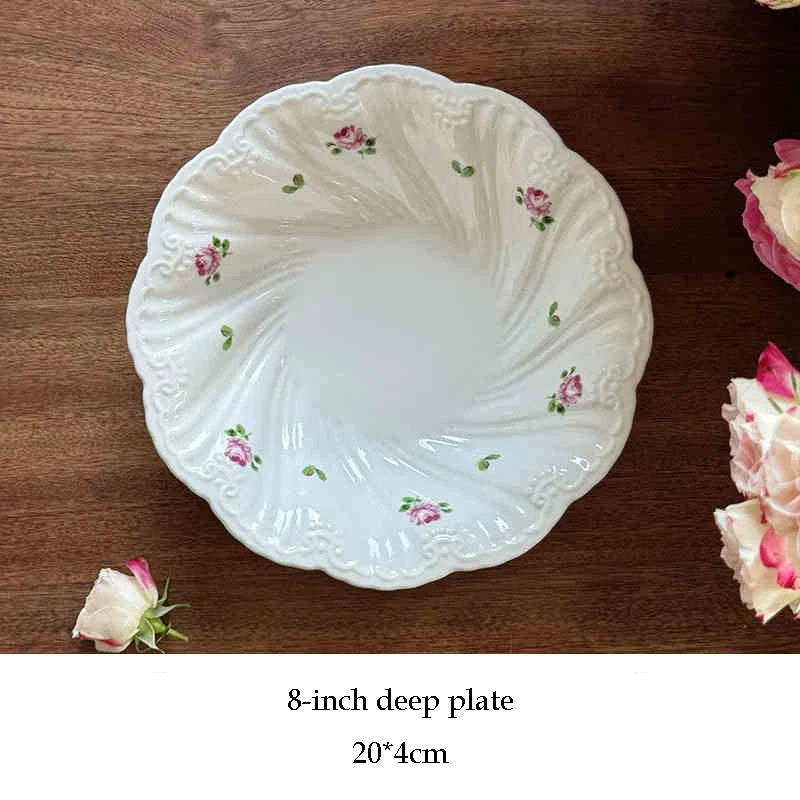 Ensemble d'assiettes en céramique vintage rose, tasse à café, beau, britannique, fournitures de cuisine, dessert, thé, cadeau