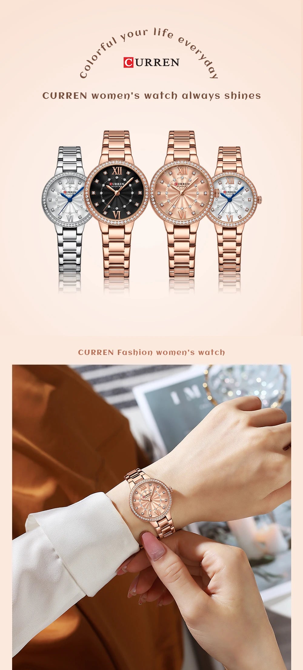 Istro REN-Montres-bracelets à quartz avec bracelet en acier inoxydable pour hommes et femmes, biscuits de luxe, cadran rose, montres à la mode, nouveau