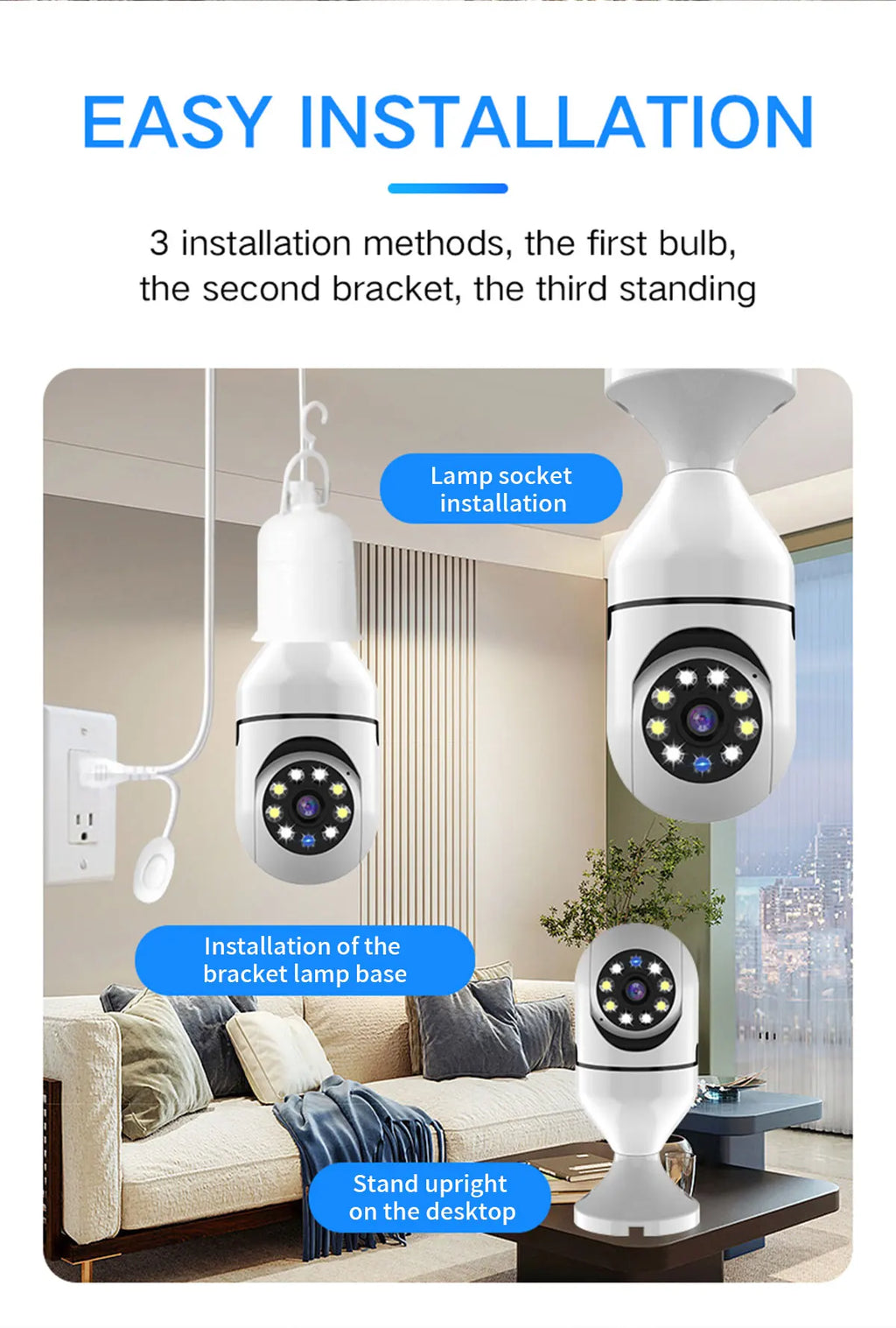 Caméra de Surveillance couleur Vision nocturne moniteur de sécurité automatique suivi humain Zoom intérieur Wifi Miini caméra IP